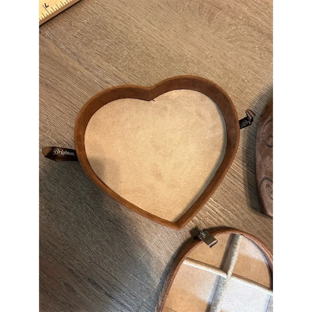 Brighton Fill Your Heart Heart Jewelry Box Brown Mirror 3 Removable Trays